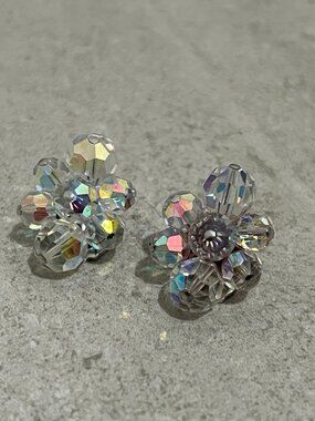 SHERMAN Crystal Iridescent Clip On Earrings